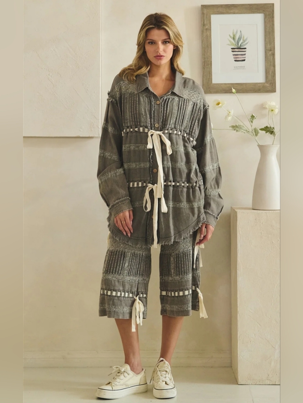 #1503 Oli & Hali Charcoal Artisan Patchwork Boho Set - Picture 10 of 16